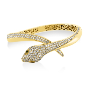 Armreif 18 kt GG Schlange, Fassung schwarz rhodiniert