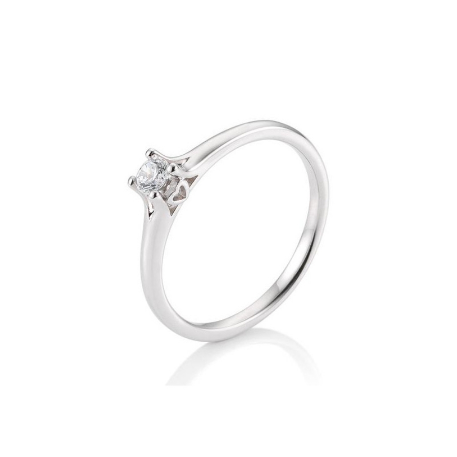 Bild von Verlobungsring Solitär 4 er Krappe 0.10 ct.  585/- Weißgold