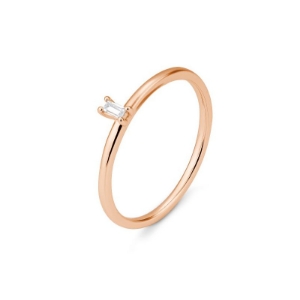 Bild von Verlobungsring Solitär Baguette-Schliff 4er Krappe 0,06 ct. 585/- Gold rotGold