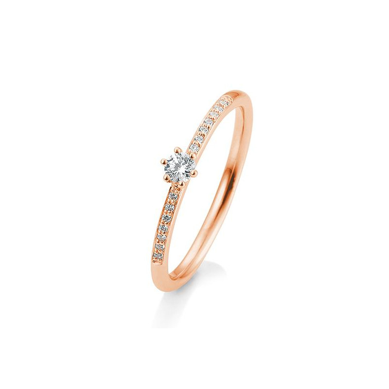 Bild von Verlobungsring Pavé 6er Krappe 0.17 ct.  750/- Rotgold