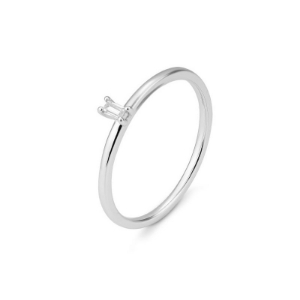 Bild von Verlobungsring Solitär 4er Krappe Baguette - Schliff 0,06 ct. 750/- Weißgold