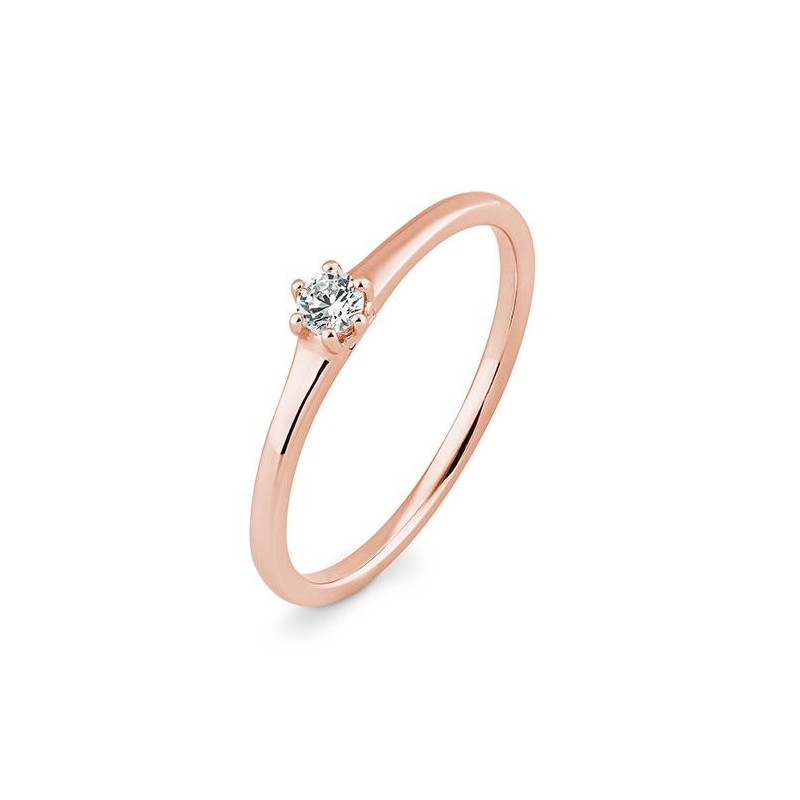Bild von Verlobungsring Solitär 6 er Krappe 0.10 ct.  750/- Rotgold