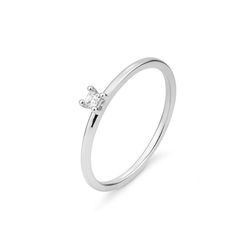 Bild von Verlobungsring Solitär Carree-Schliff 4er Krappe 0,06 ct.  750/- Weißgold