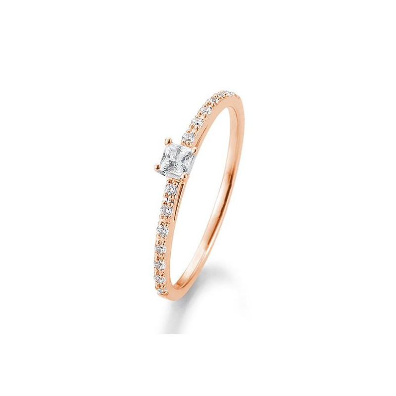 Bild von Verlobungsring Princess-Schliff 0.49 ct. 585/- Rotgold
