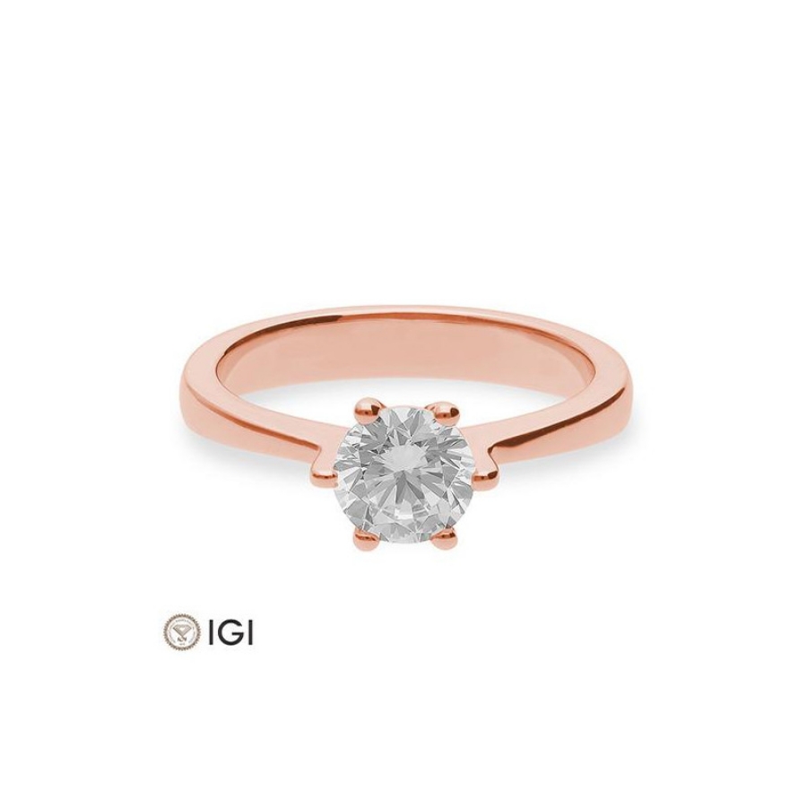 Bild von Verlobungsring Solitär 6 er Krappe 1.00 ct.  750/- Rotgold