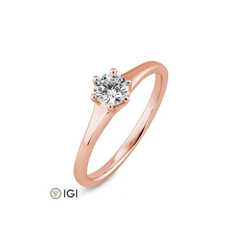 Bild von Verlobungsring Solitär 6 er Krappe 0.40 ct. 585/- Rotgold