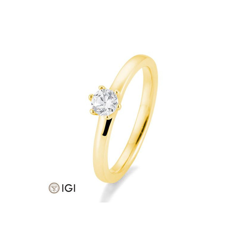 Bild von Verlobungsring Solitär 6 er Krappe 0.50 ct. 750/- Gelbgold