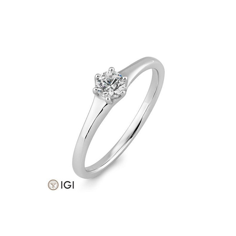 Bild von Verlobungsring Solitär 6 er Krappe 0.30 ct. 585/- Weißgold