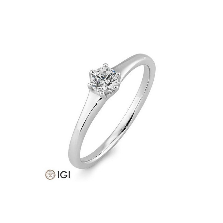 Bild von Verlobungsring Solitär 6 er Krappe 0.30 ct. 585/- Weißgold