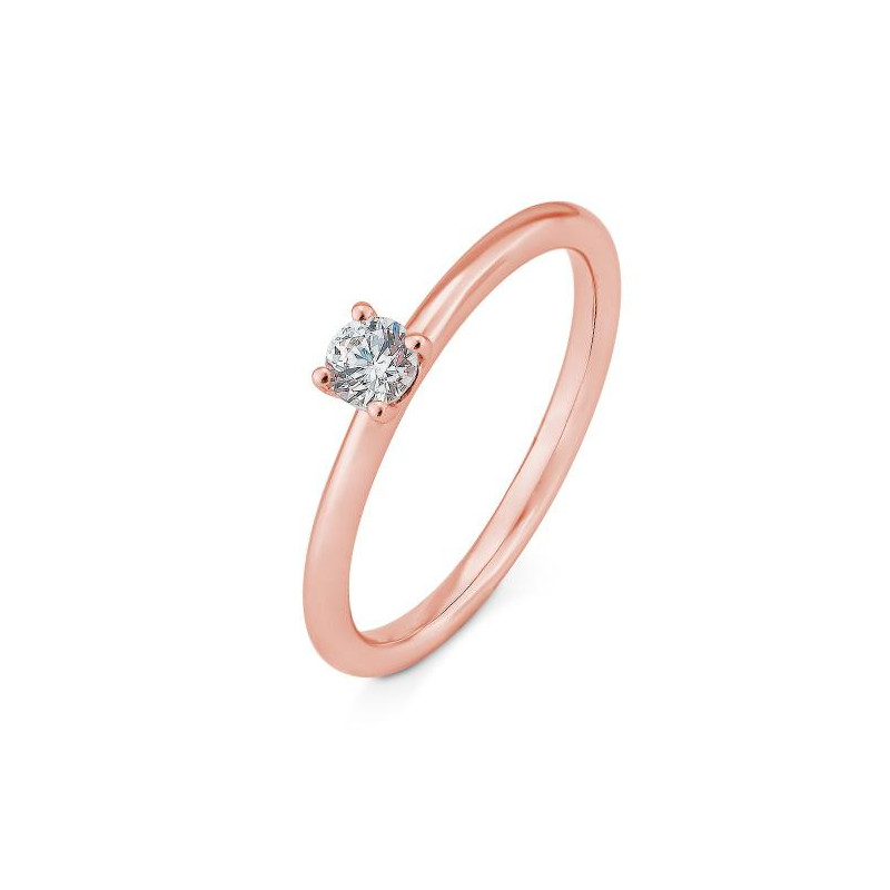 Bild von Verlobungsring Solitär 4 er Krappe 0.20 ct. 585/- Rotgold