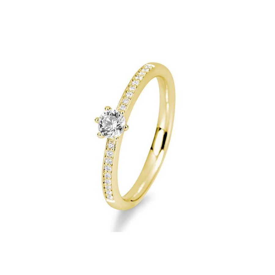 Bild von Verlobungsring Pavé 6er Krappe 0.34 ct. 585/- Gelbgold