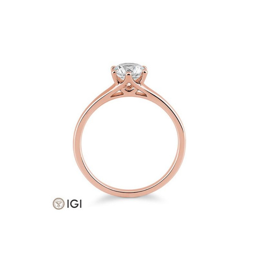 Bild von Verlobungsring Solitär 6 er Krappe 0.70 ct.  585/-Rotgold