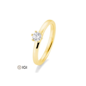 Bild von Verlobungsring Solitär 6 er Krappe 0.30 ct. 750/- Gelbgold