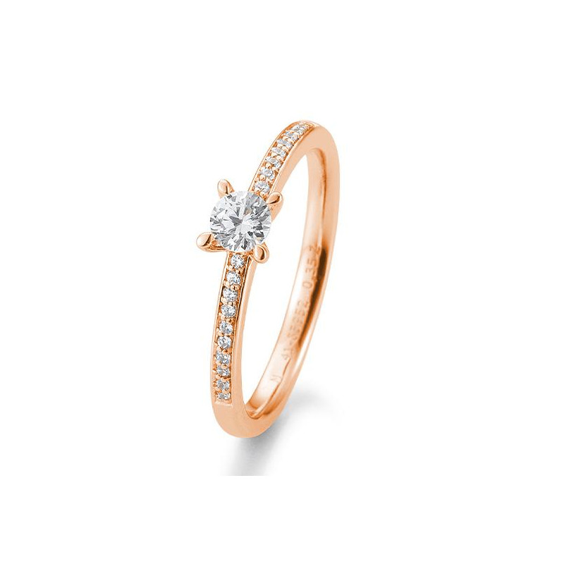 Bild von Verlobungsring Pavé 4er Krappe 0.35 ct.  750/- Rotgold