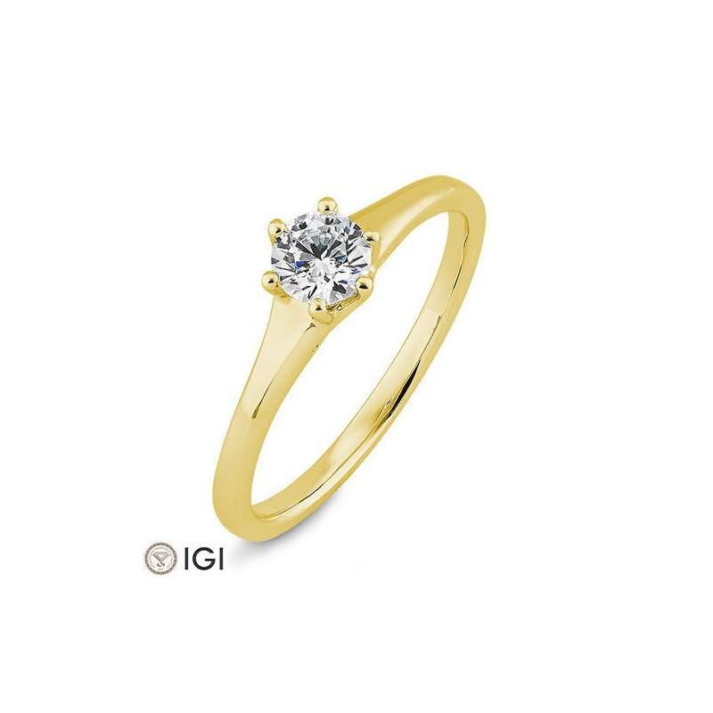 Bild von Verlobungsring Solitär 6 er Krappe 0.40 ct.  585/- Gelbgold