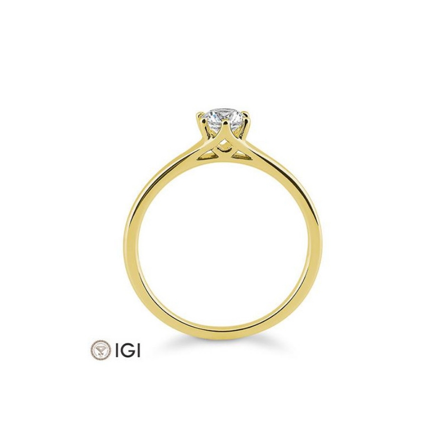 Bild von Verlobungsring Solitär 6 er Krappe 0.40 ct.  750/- Gelbgold