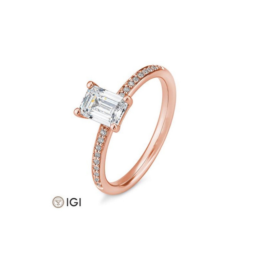 Bild von Ring Emerald-Schliff 1.099 ct. 750/- Rotgold