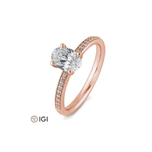 Bild von Verlobungsring Oval-Schliff 1.099 ct. 750/- Rotgold