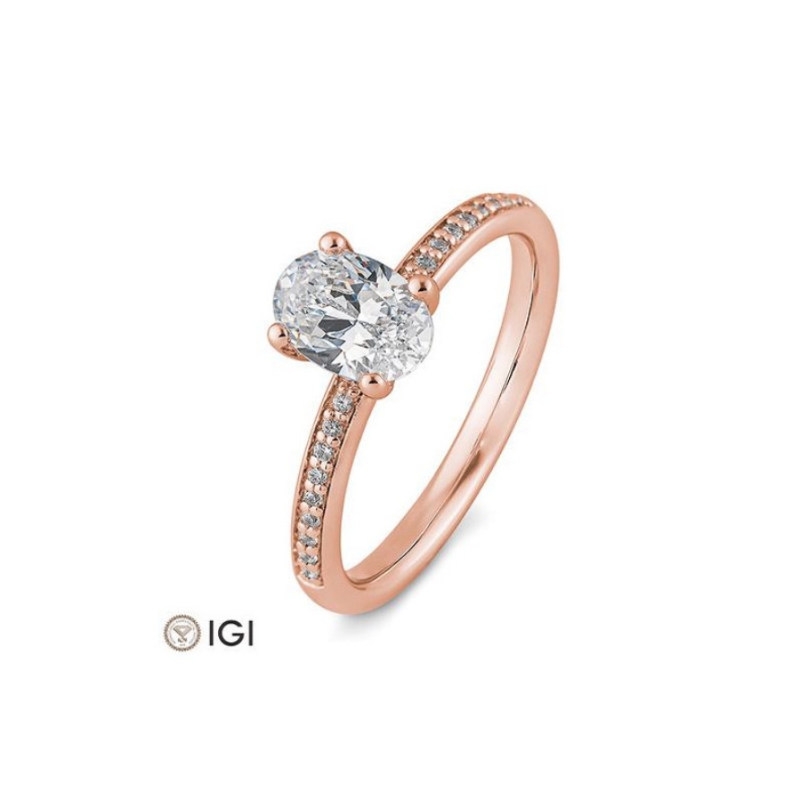 Bild von Verlobungsring Oval-Schliff 1.099 ct. 750/- Rotgold