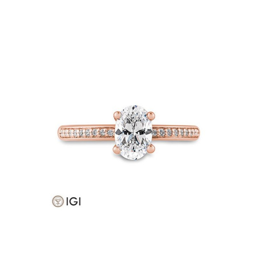 Bild von Verlobungsring Oval-Schliff 1.099 ct. 750/- Rotgold