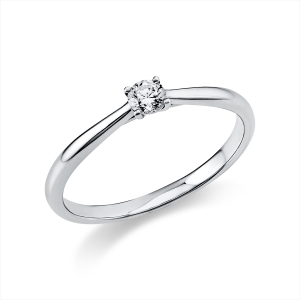Solitaire Ring 4er-Krappe 18kt Weißgold mit 0,15ct Diamanten