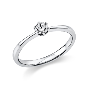 Solitaire Ring 6er-Krappe 18kt Weißgold mit 0,20ct Diamanten