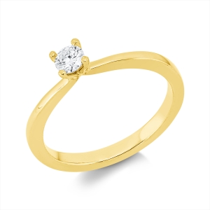 Solitaire Ring 4er-Krappe 14kt Gelbgold mit 0,15ct Diamanten