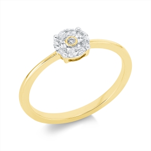 Ring 18 kt GG, Fassung rhodiniert