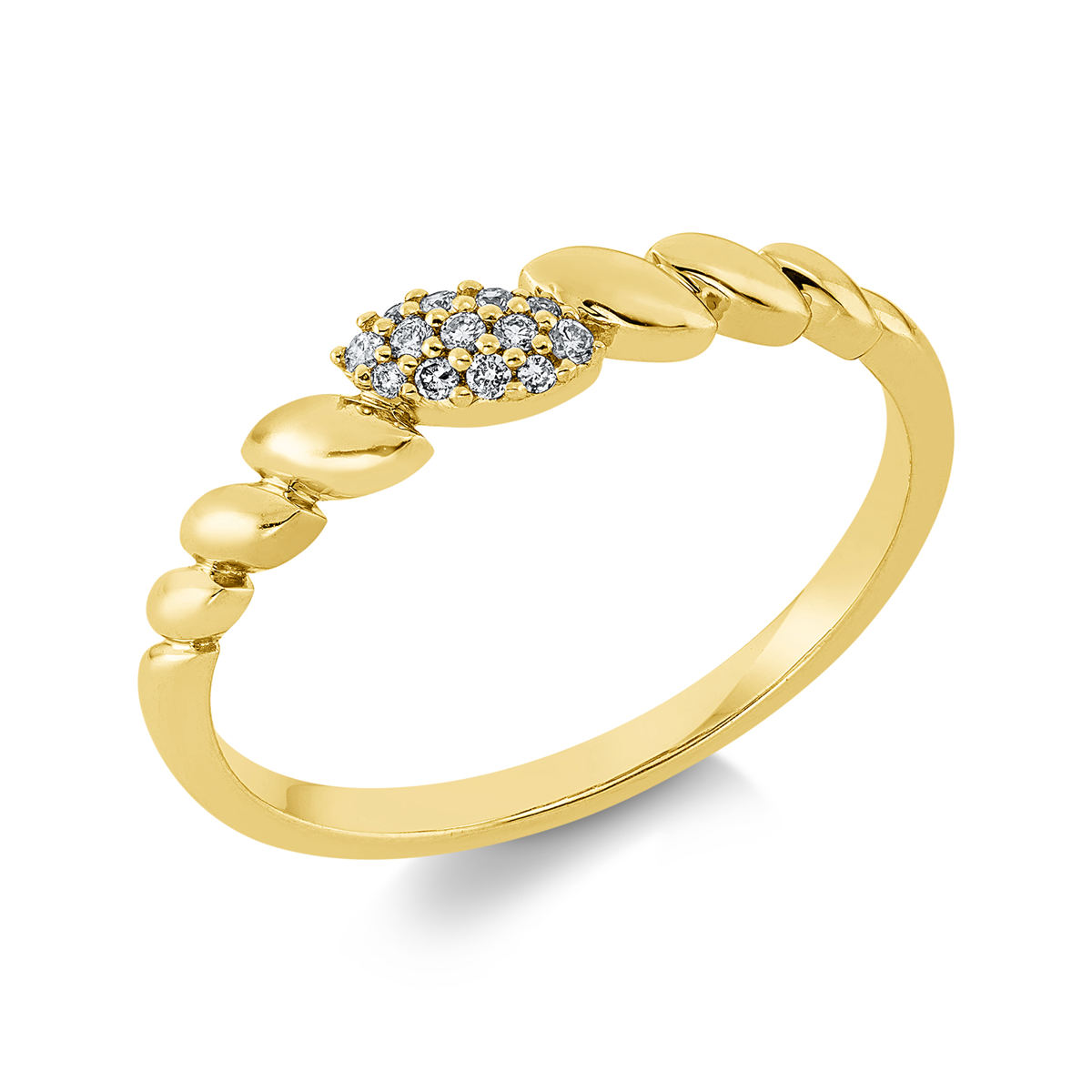 Ring 18 kt GG, Fassung rhodiniert