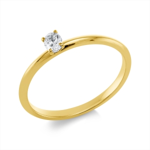 Solitaire Ring 4er-Krappe 18kt Gelbgold mit 0,14ct Diamanten