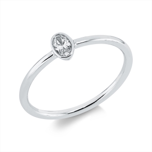 Solitaire Ring Zarge 18kt Weißgold mit 0,14ct Diamanten