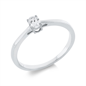 Solitaire Ring 4er-Krappe 18kt Weißgold mit 0,19ct Diamanten