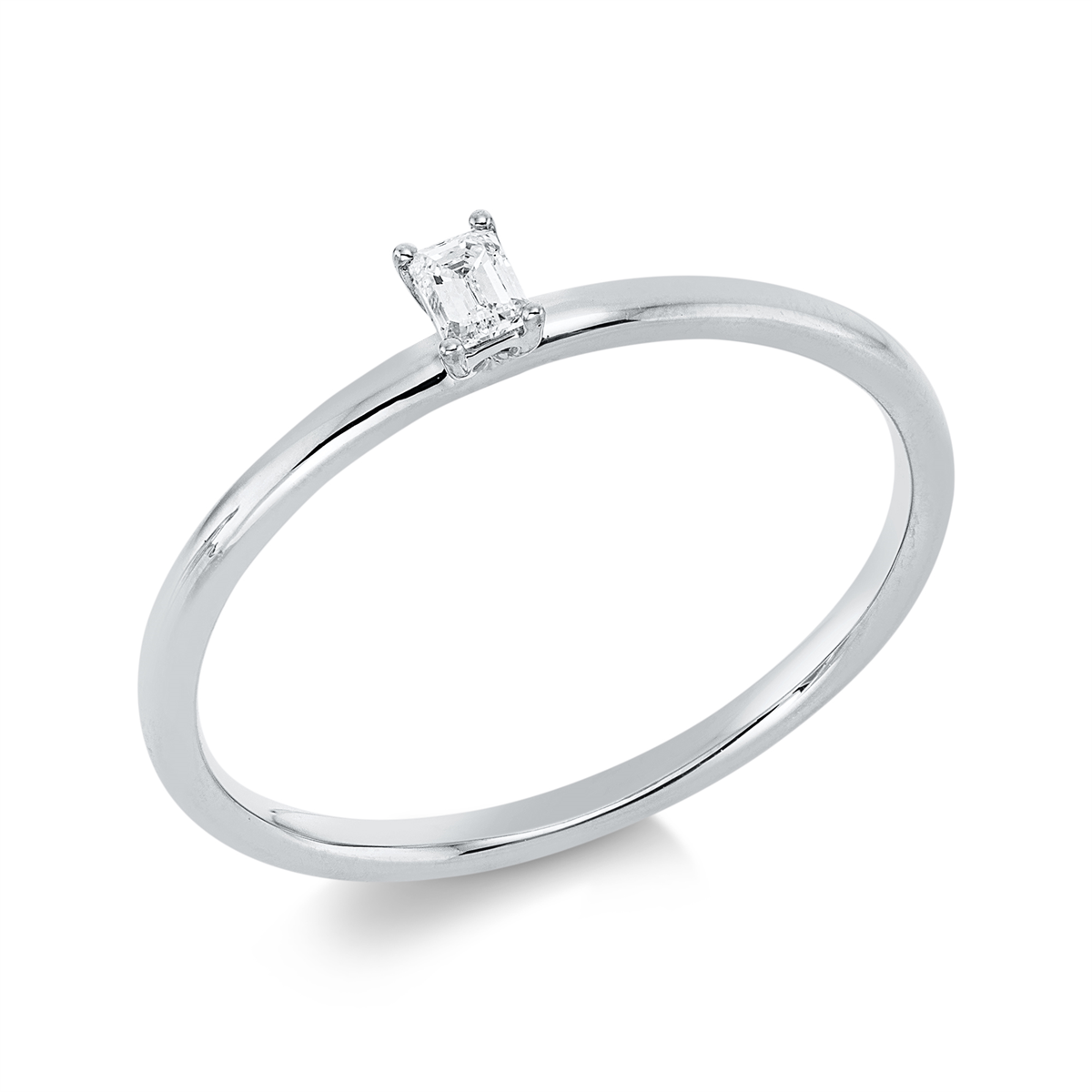 Solitaire Ring 4er-Krappe 18kt Weißgold mit 0,10ct Diamanten