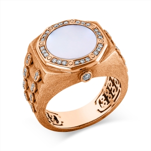 Ring  18kt Rotgold mattiert mit Farbstein