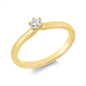 Solitaire Ring 6er-Krappe 14kt Gelbgold mit 0,15ct Diamanten