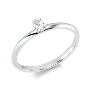 Solitaire Ring 4er-Krappe 18kt Weißgold mit 0,14ct Diamanten