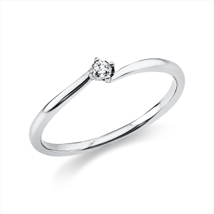 Solitaire Ring 4er-Krappe 18kt Weißgold mit 0,05ct Diamanten