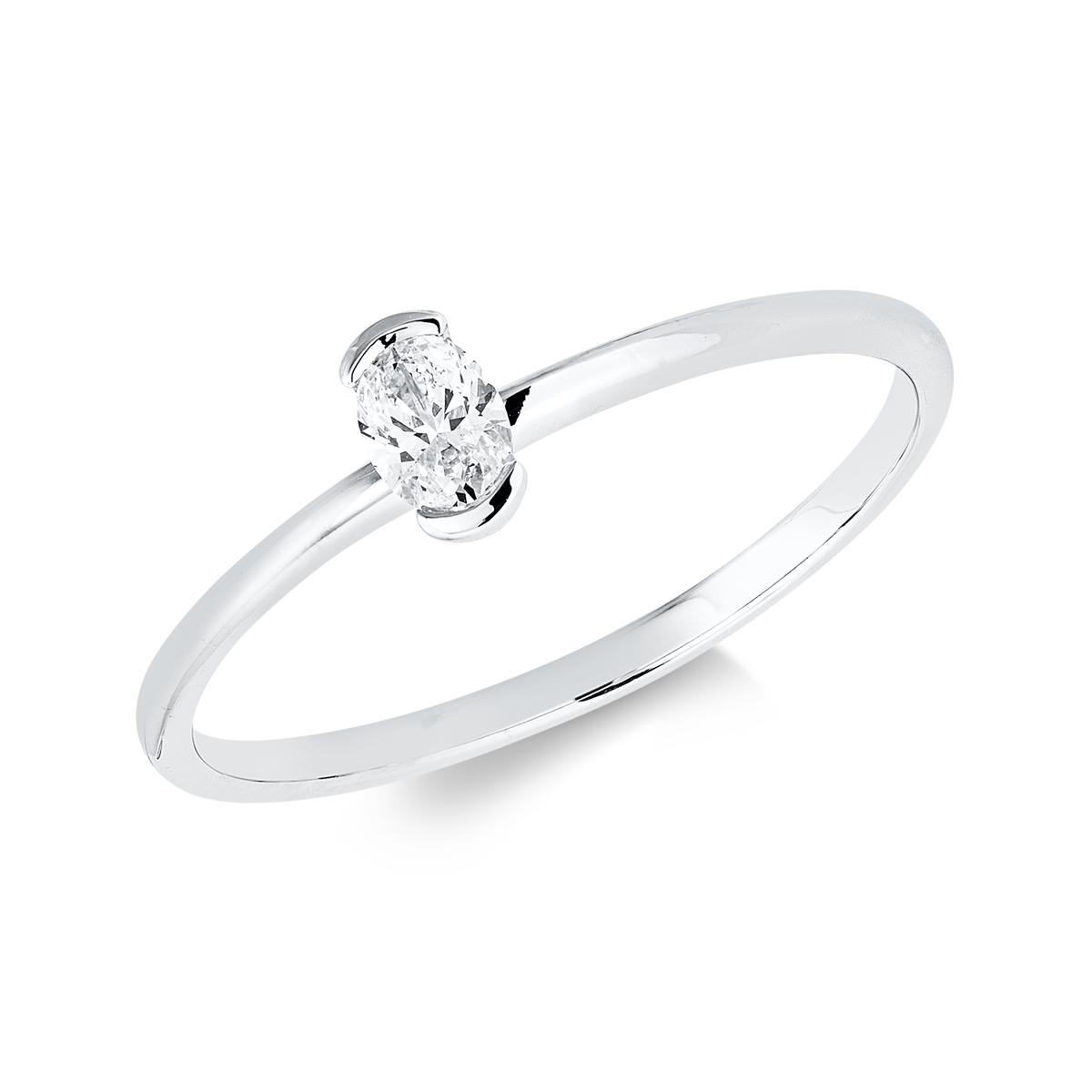Solitaire Ring  18kt Weißgold mit 0,15ct Diamanten