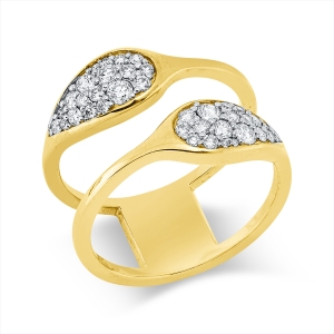 Pavé Ring  18kt Gelbgold Fassung rhodiniert mit 0,49ct Diamanten