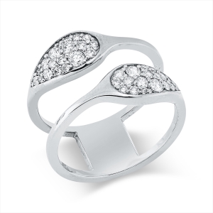 Pavé Ring  18kt Gelbgold Fassung rhodiniert mit 0,49ct Diamanten