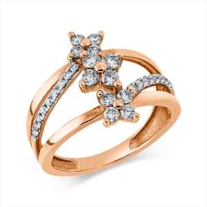 Ring 18 kt RG, Fassung rhodiniert