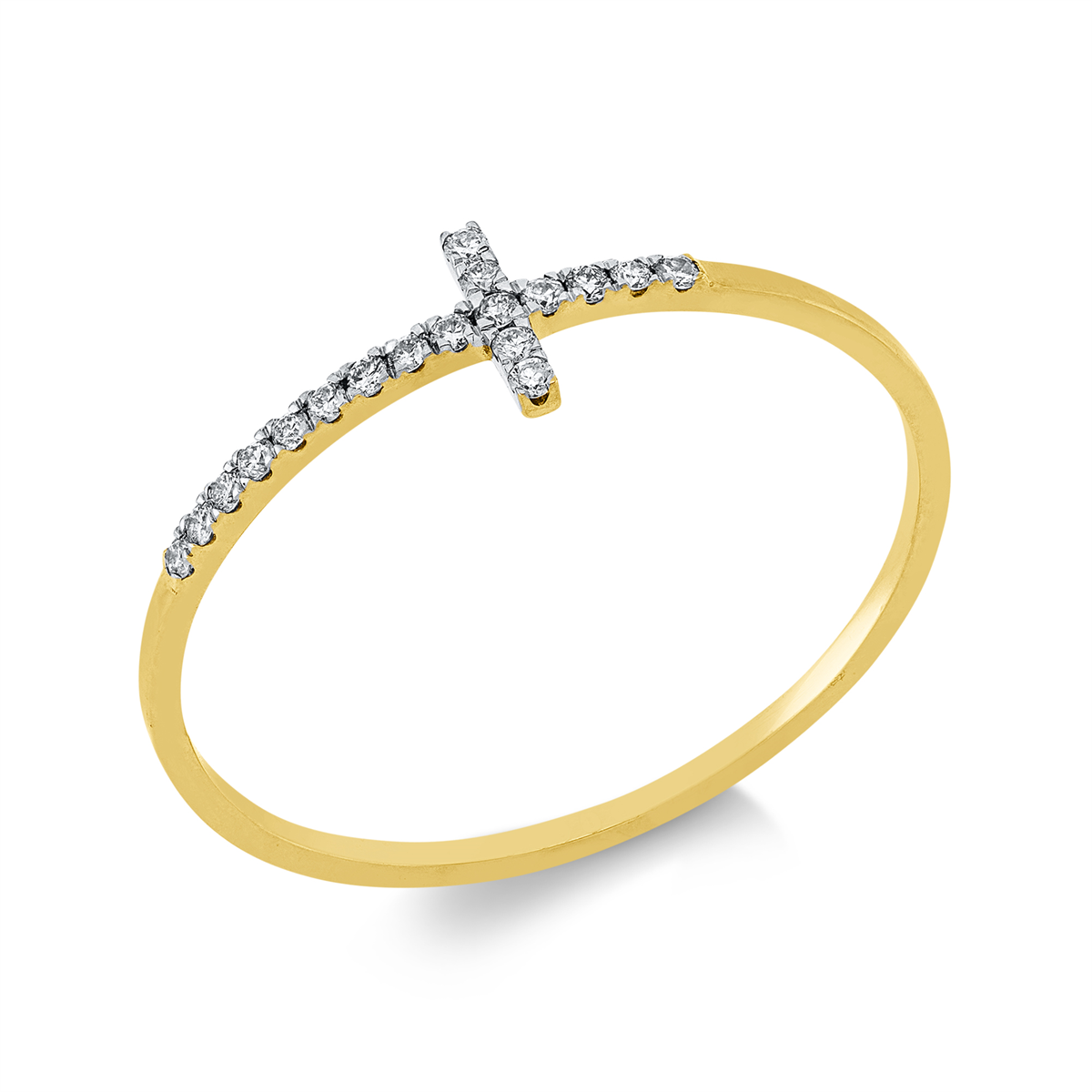 Ring 18 kt GG+WG Kreuz
