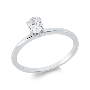 Solitaire Ring 4er-Krappe 18kt Weißgold mit 0,39ct Diamanten