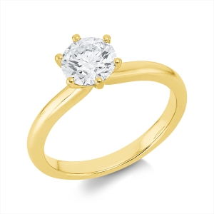 Solitaire Ring 6er-Krappe 18kt Gelbgold GIA6302734674 mit 1,01ct Diamanten