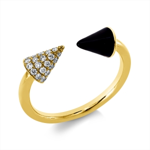 Pavé Ring  18kt Gelbgold mit Farbstein