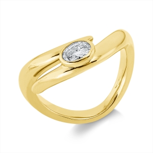 Solitaire Ring Zarge 18kt Gelbgold mit 0,28ct Diamanten