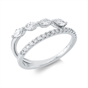 Ring 18 kt GG, Fassung rhodiniert
