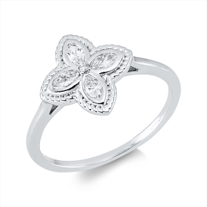 Ring 18 kt GG, Fassung rhodiniert