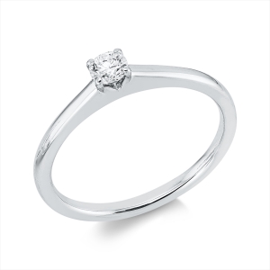 Solitaire Ring 4er-Krappe 18kt Weißgold mit 0,18ct Diamanten