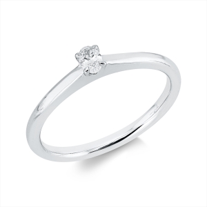 Solitaire Ring 4er-Krappe 18kt Weißgold mit 0,11ct Diamanten